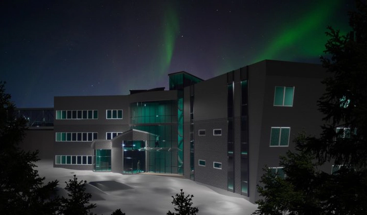 I projektet "Rymd för innovation och tillväxt" undersöker IRF förutsättningarna för ett Spacelab samt tillgängliggörandet av norrskensprognoser. Här en idéskiss över en framtida Spacelab-byggnad vid Rymdcampus.