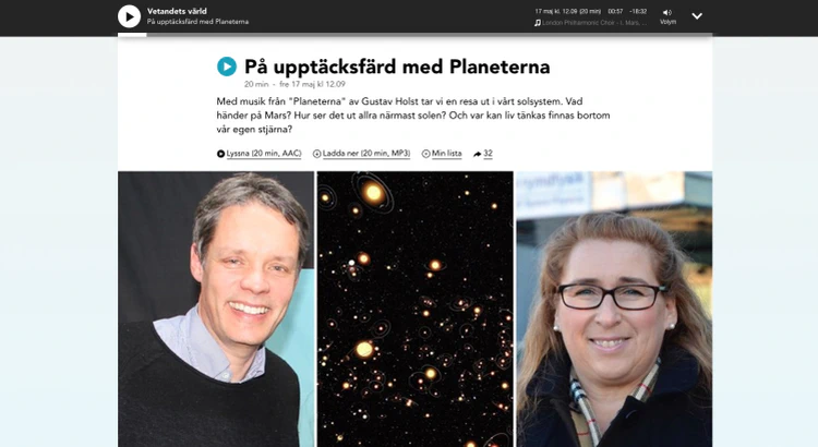 Porträtt av Ulf Danielsson och Ella Carlsson Sjöberg på Sveriges Radios webbsidor. Porträtt av Ulf Danielsson och Ella Carlsson Sjöberg på Sveriges Radios webbsidor.