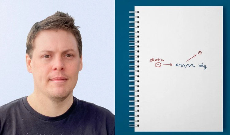 Daniel Graham och illustration av interaktion mellan elektromagnetiska vågor och laddade partiklar