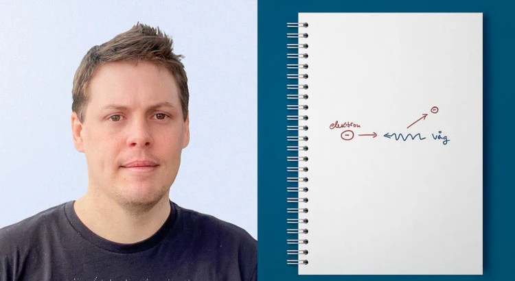 Daniel Graham och illustration av interaktion mellan elektromagnetiska vågor och laddade partiklar Daniel Graham och illustration av interaktion mellan elektromagnetiska vågor och laddade partiklar