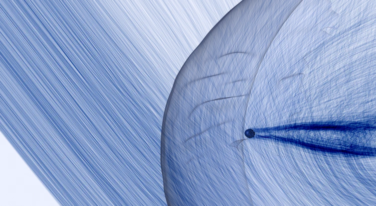 En visualisering av magnetfältlinjer i rymdplasma runt kometen 67P Churyumov-Gerasimenko. En visualisering av magnetfältlinjer i rymdplasma runt kometen 67P Churyumov-Gerasimenko.