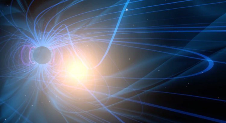 Jorden omringas av en magnetisk bubbla, magnetosfären (blå) vilket innehåller olika regioner där elektroner accelereras. Jorden omringas av en magnetisk bubbla, magnetosfären (blå) vilket innehåller olika regioner där elektroner accelereras.