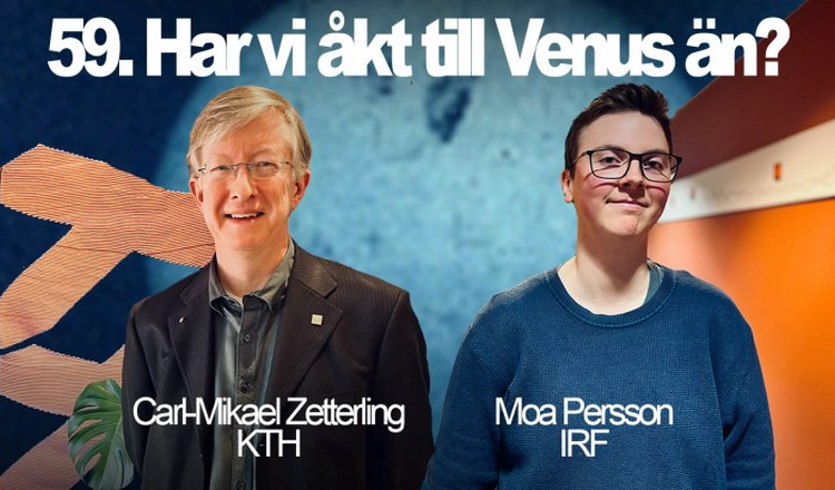 Carl-Mikael Zetterling, KTH och Moa Persson, IRF i avsnittsillustration för podcasten