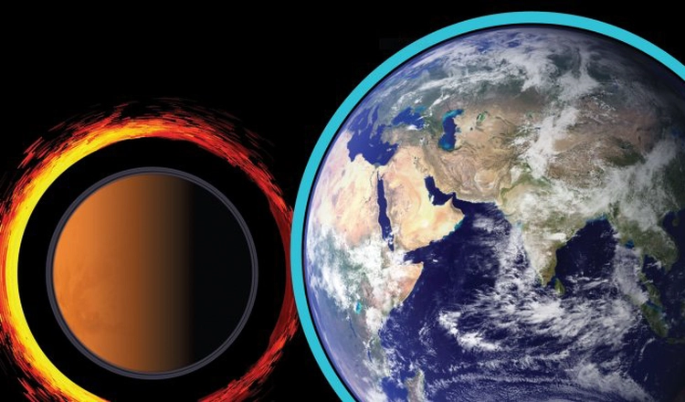 Saturnus måne Titan och Jorden Saturnus måne Titan och Jorden