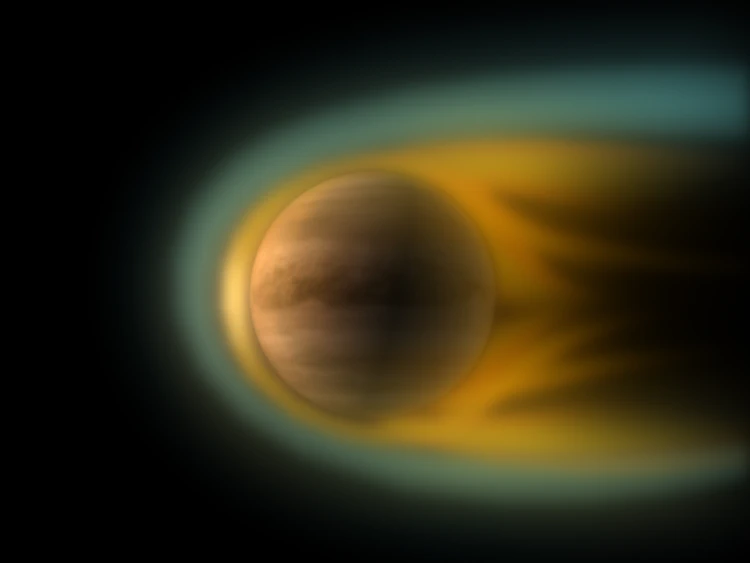 Interaction between Venus and the solar wind. Cred: ESA (Image by C. Carreau)