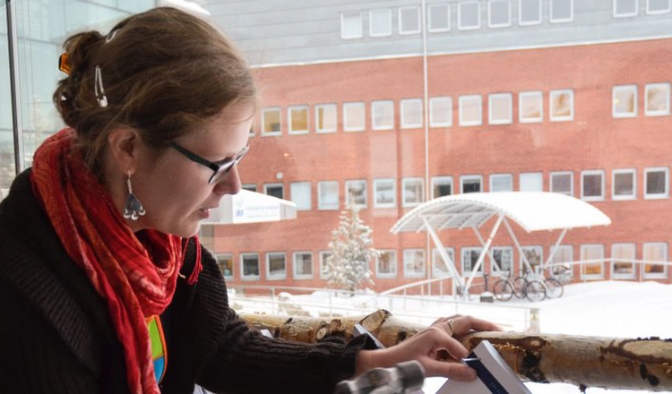 Audrey Schillings "nails" her thesis, about oxygen outflow from the Earth's atmosphere, at the Space Campus in Kiruna, Sweden