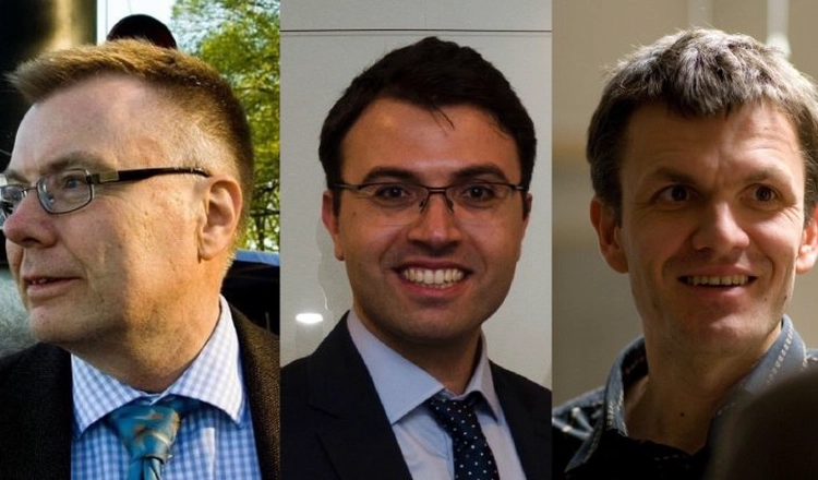 Från vänster Mats André, IRF i Uppsala, Shahab Fatemi, IRF i Kiruna och Andris Vaivads, IRF i Uppsala.