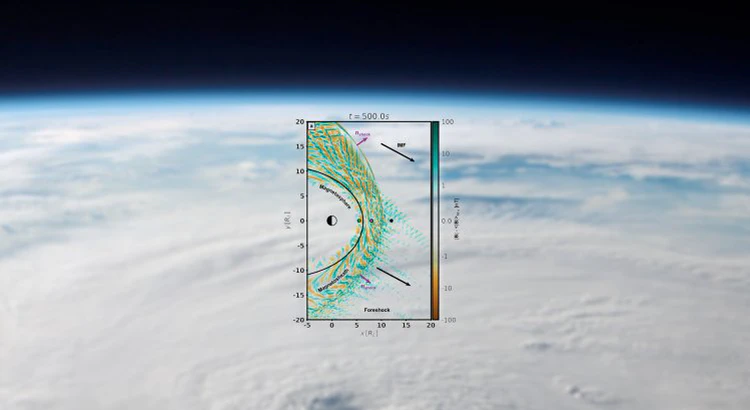 Data plot from the paper with the Earth's cloudy atmosphere as backdrop Data plot from the paper with the Earth's cloudy atmosphere as backdrop