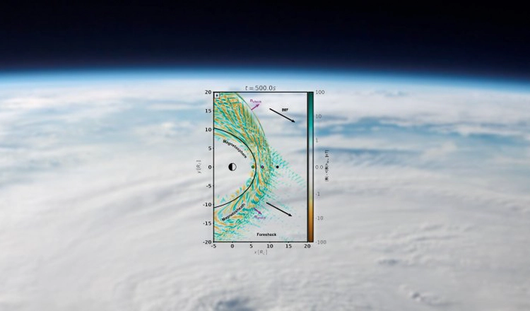 Data plot from the paper with the Earth's cloudy atmosphere as backdrop Data plot from the paper with the Earth's cloudy atmosphere as backdrop