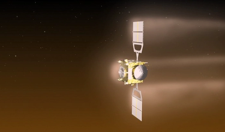 Visualisering av Venus Express under inbromsnings manöver.