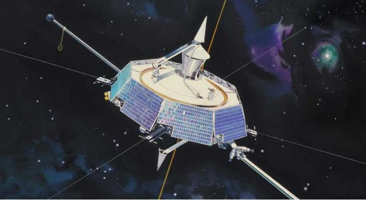 Illustration av satelliten Viking i rymden