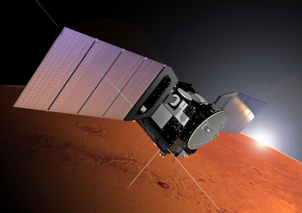Mars Express in orbit over Mars.